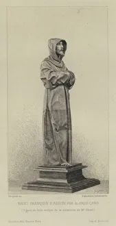 Wooden figure of St Francis of Assisi by Alonzo Cano, 17th Century (engraving) Wooden figure of St Francis of Assisi by Alonzo Cano, 17th Century (engraving)