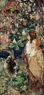 Oil Paintings Collection: A Woodland Scene with Children and Goats, 1900 (oil on canvas)