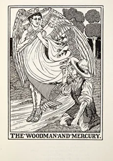 The Woodman and Mercury, from Fontaine Fables, pub. 1905 (engraving) The Woodman and Mercury, from Fontaine Fables, pub. 1905 (engraving)