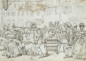 Workers of Nancy, drawing by Jean-Jacques Grandville (1803-1847), France, 19th century Workers of Nancy, drawing by Jean-Jacques Grandville (1803-1847), France, 19th century