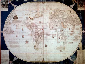 World map of the navigator Sebastiano Caboto (Sebastien Cabot) (1476-1557) 1544. Paris, B World map of the navigator Sebastiano Caboto (Sebastien Cabot) (1476-1557) 1544. Paris, B