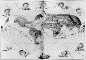 World map tracing Magellans world voyage, from the Portolan Atlas of the World, c World map tracing Magellans world voyage, from the Portolan Atlas of the World, c