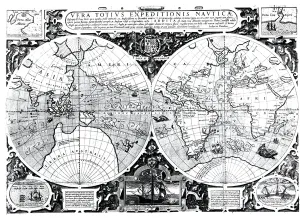 World map; Vera Totius Expeditionis Nauticae, charting the circumnavigation of the globe World map; Vera Totius Expeditionis Nauticae, charting the circumnavigation of the globe