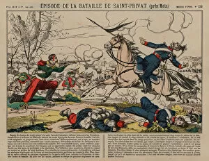 Medical Services Gallery: Wounded French dragoon shooting a Prussian lancer at the Battle of Saint-Privat, Franco-Prussian War