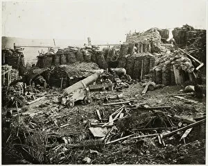 Crimean War Gallery: Wrecked battery, Crimea, 1855 (b/w photo)