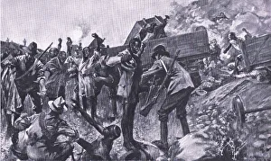 The wrecking of the train near Taaibosch, from After Pretoria The wrecking of the train near Taaibosch, from After Pretoria