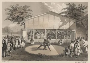 Wrestlers at Yokuhama, litho by Sarony & Co., 1855 (chromolitho) Wrestlers at Yokuhama, litho by Sarony & Co., 1855 (chromolitho)