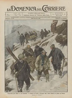 Wretched alpine trip to Val Brembana, the transport of the wounded to Bergamo after three remaining... (colour litho) Wretched alpine trip to Val Brembana, the transport of the wounded to Bergamo after three remaining... (colour litho)