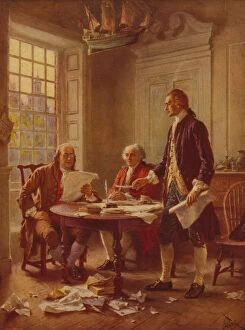 Thirteen Colonies Collection: Writing the Declaration of Independence, c.1930 (photomechanical print)