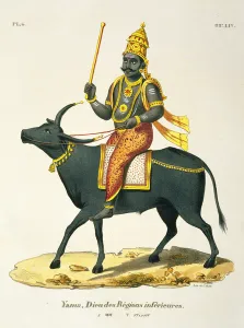 Yama, God of the Invisible World, engraved by C. de Motte (1785-1836) (colour litho) Yama, God of the Invisible World, engraved by C. de Motte (1785-1836) (colour litho)