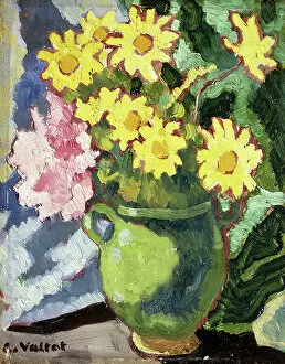 Positive Concepts Gallery: Yellow Daisies in a Green Jug; Marguerites Jaunes, Cruche Verte, 1943 (oil on panel)