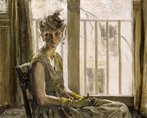 The Yellow Gloves, (oil on canvas)