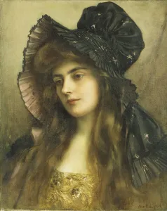 A Young Beauty in a Black Hat, (oil on canvas) A Young Beauty in a Black Hat, (oil on canvas)