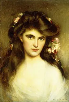 A Young Beauty with Flowers in her Hair, (oil on panel) A Young Beauty with Flowers in her Hair, (oil on panel)