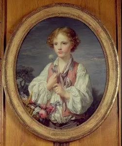 Young Boy with a Basket of Flowers (oil on canvas) Young Boy with a Basket of Flowers (oil on canvas)
