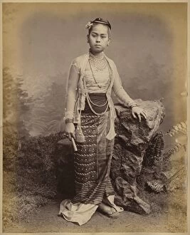 Earring Gallery: Young Burmese girl, c.1875 (albumen print) (b / w photo)