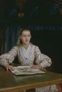 Young Girl Looking at a Print, 1889 (oil on canvas) Young Girl Looking at a Print, 1889 (oil on canvas)