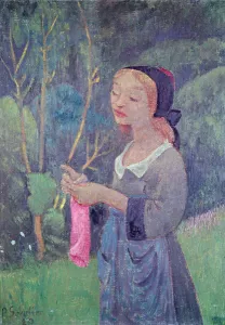 Young Girl with a Pink Stocking or Young Breton Knitting, 1920 (oil on canvas) Young Girl with a Pink Stocking or Young Breton Knitting, 1920 (oil on canvas)