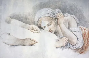 A Young Girl Resting her Head on the Lap of Another Girl, (red and black chalk) A Young Girl Resting her Head on the Lap of Another Girl, (red and black chalk)