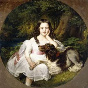 A Young Girl Resting in a Landscape with her Dog, (oil on canvas) A Young Girl Resting in a Landscape with her Dog, (oil on canvas)