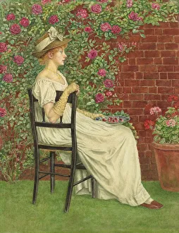 A Young Girl Seated in a Chair, a Bowl of Cherries in her Hand A Young Girl Seated in a Chair, a Bowl of Cherries in her Hand