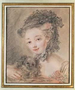 Young Girl with a Small Dog (charcoal & red chalk on paper) Young Girl with a Small Dog (charcoal & red chalk on paper)
