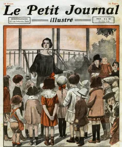 Young girls tell the stories of Andersen and Charles Perrault in the parks to children Young girls tell the stories of Andersen and Charles Perrault in the parks to children