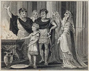 Young Hannibal swearing enmity to the Romans (engraving) Young Hannibal swearing enmity to the Romans (engraving)