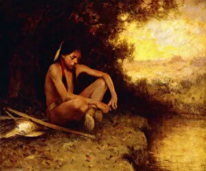 Bare Chested Gallery: Young Hunter by a Stream (oil on canvas)