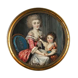 A young lady called Madame de Genlis, embracing her young son (w/c on ivory) A young lady called Madame de Genlis, embracing her young son (w/c on ivory)