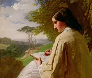 Images Dated 6th November 2006: Young Lady sketching in a landscape