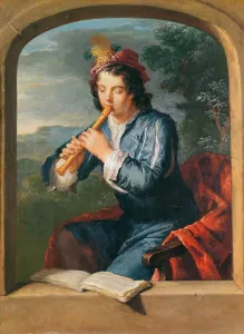 Young Man Playing the Flute (pastel on paper) Young Man Playing the Flute (pastel on paper)