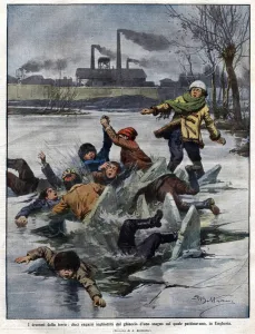 Ten young men swallowed in the icy waters of a pond in hungary in 1910 Ten young men swallowed in the icy waters of a pond in hungary in 1910