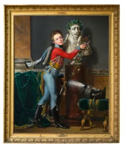 The young Vicomte de Laborde with the bust of his dead father at Wagram (oil on canvas) The young Vicomte de Laborde with the bust of his dead father at Wagram (oil on canvas)