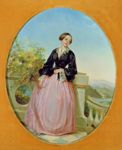 A Young Woman on a Balcony, 1854 (oil on panel) A Young Woman on a Balcony, 1854 (oil on panel)