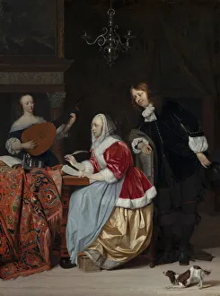 A Young Woman Composing a Piece of Music, 1664 (oil on panel) A Young Woman Composing a Piece of Music, 1664 (oil on panel)