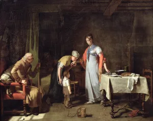 Young Woman Helping an Unfortunate Family (oil on canvas) Young Woman Helping an Unfortunate Family (oil on canvas)