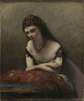 Thought Gallery: Young Woman Leaning on a Cushion, c.1870-72 (oil on canvas)