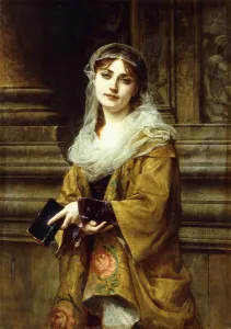 A Young Woman Outside a Church, (oil on canvas) A Young Woman Outside a Church, (oil on canvas)