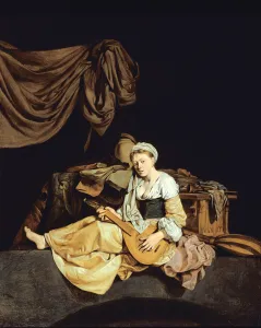 Young Woman Playing a Mandolin (oil on panel) Young Woman Playing a Mandolin (oil on panel)