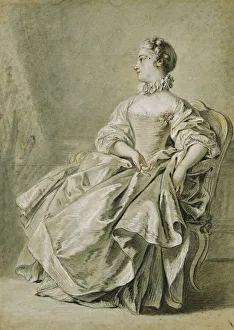 A Young Woman Seated in Profile to the Left, (black, red A Young Woman Seated in Profile to the Left, (black, red