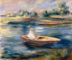 Young Woman Seated in a Rowboat (oil on canvas)