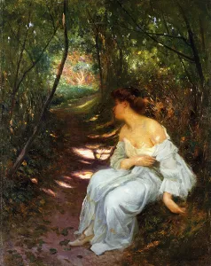A Young Woman Seated on a Wooded Path, 1908 (oil on canvas) A Young Woman Seated on a Wooded Path, 1908 (oil on canvas)