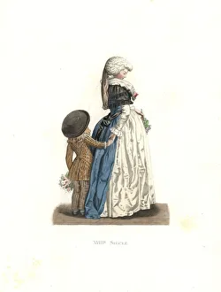 Young woman and small boy, France, 18th century Young woman and small boy, France, 18th century