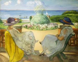 Two Young Women on a Terrace by the Sea; Deux Jeunes Filles sur une Terrasse en Face la Two Young Women on a Terrace by the Sea; Deux Jeunes Filles sur une Terrasse en Face la