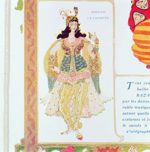 Zobeide, the favourite concubine and leader of the harem of Shariar, costume design Zobeide, the favourite concubine and leader of the harem of Shariar, costume design