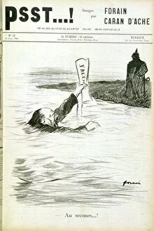 France Francais Francaise Francaises Gallery: Zola swimming towards a German soldier, the ' I accuse' by hand - in ' Psst! ' of 23/04/1898