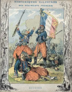 Zouaves - From a protective sleeve for school books, late 19th century - illustration by Zouaves - From a protective sleeve for school books, late 19th century - illustration by