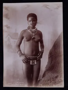 Zulu Girl in Native Fancy Ball Dress, c.1895 (b/w photo) Zulu Girl in Native Fancy Ball Dress, c.1895 (b/w photo)