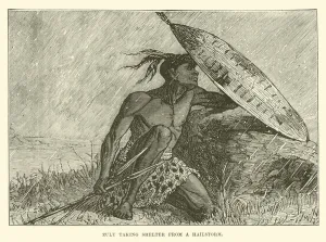 Zulu taking shelter from a hailstorm (engraving) Zulu taking shelter from a hailstorm (engraving)